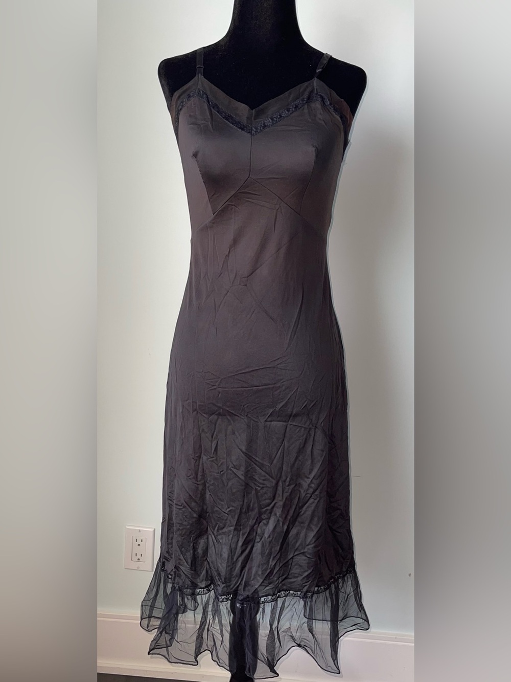 Chemise or Slip Dress with Lace Trim